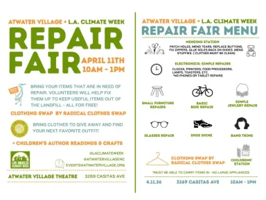 Atwater Village Repair Fair April 11th 10a-1p @ Atwater Village...