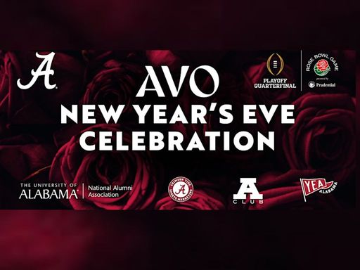 The National Alumni Association, Yea Alabama, A Club and Crimson Tide Sports Marketing will host the AVO New Year’s Eve celebration!