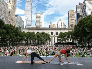 Bryant Park Yoga returns for its 22nd year of free...