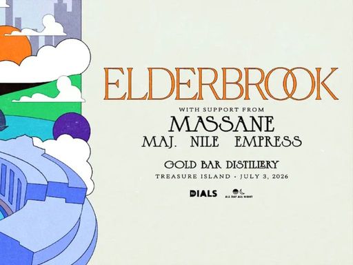 ELDERBROOK headlines the iconic Gold Bar Distillery on Treasure Island for an open air, sunset party on Friday, July 3rd!
