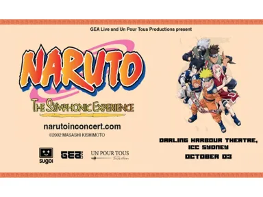 NARUTO: The Symphonic Experience makes its Australian premiere at the Darling Harbour Theatre in Sydney! This spectacular live concert brings the legendary anime to life on stage, combining a giant cinema screen with the power