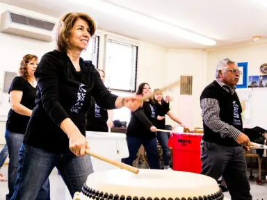 Taiko is a Japanese drumming style that involves full-body movement...