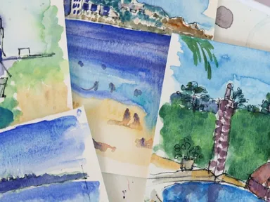 Join artist Sheila Posner for an engaging travel sketching workshop. Explore techniques with water-b...